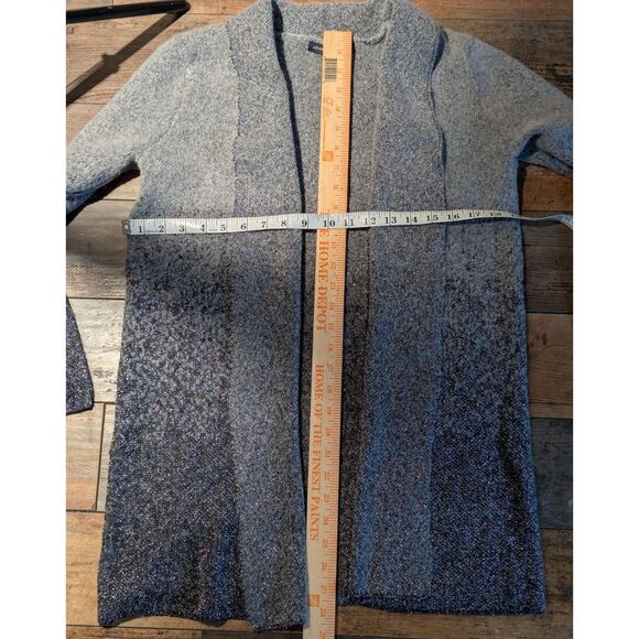 Adrienne Vittadini Silver Ombre Glitter Cardigan Sweater M Draped Open Front - Picture 6 of 6